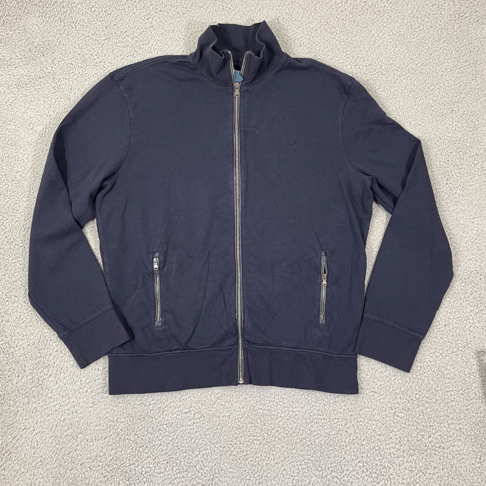 Polo Ralph Lauren Track Jacket Men XL Navy Mock Neck Full Zip